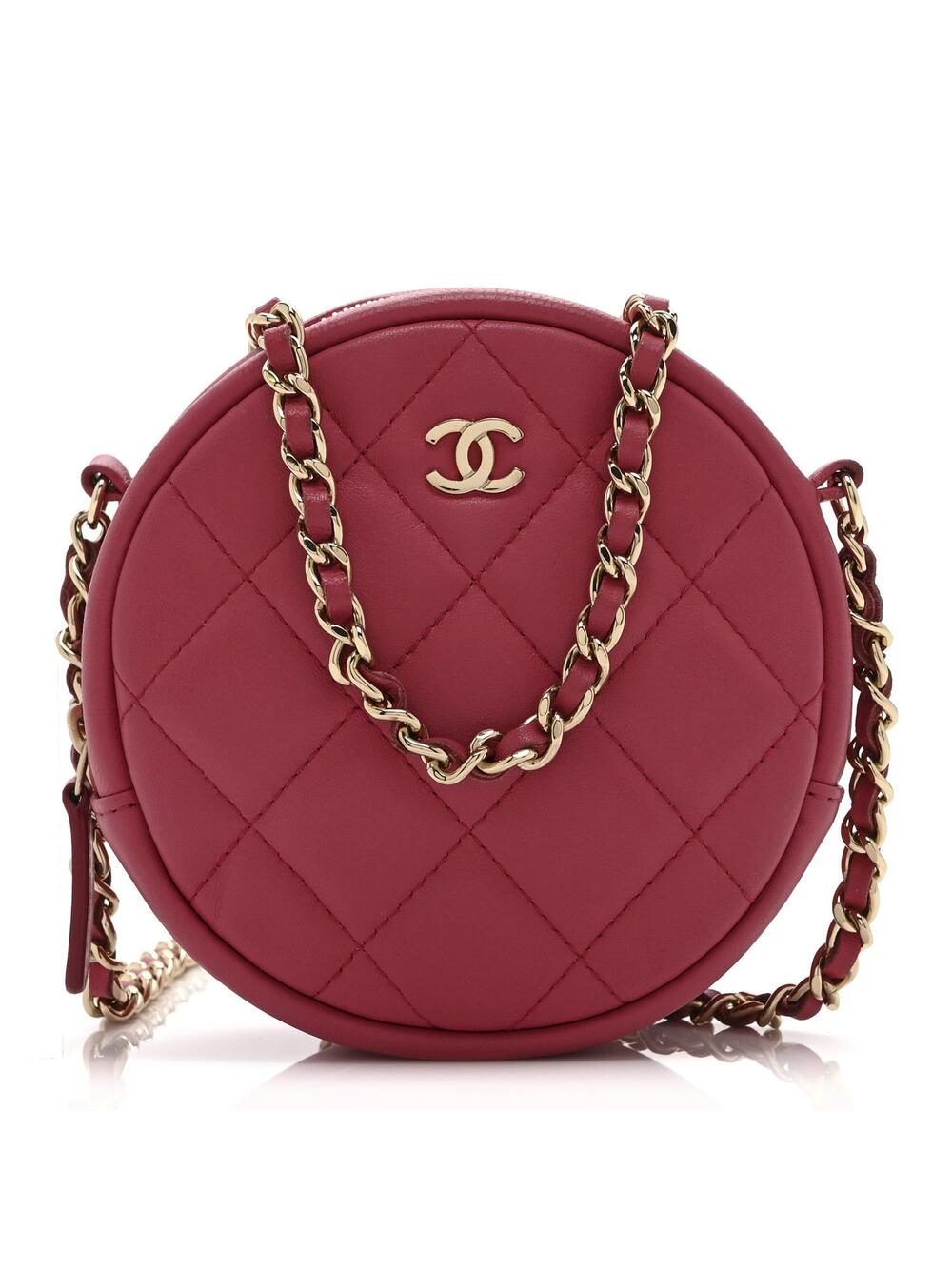 Chanel Lambskin Quilted Round Clutch #258869C19B
